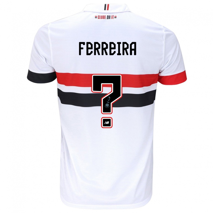 Kandiny Gyermek Lucas Ferreira #0 Fehér Piros Fekete Hazai Jersey 2024/25 Mez Póló Ing