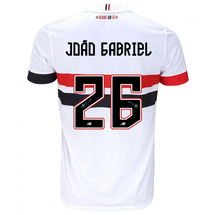 Kandiny Gyermek João Gabriel #26 Fehér Piros Fekete Hazai Jersey 2024/25 Mez Póló Ing