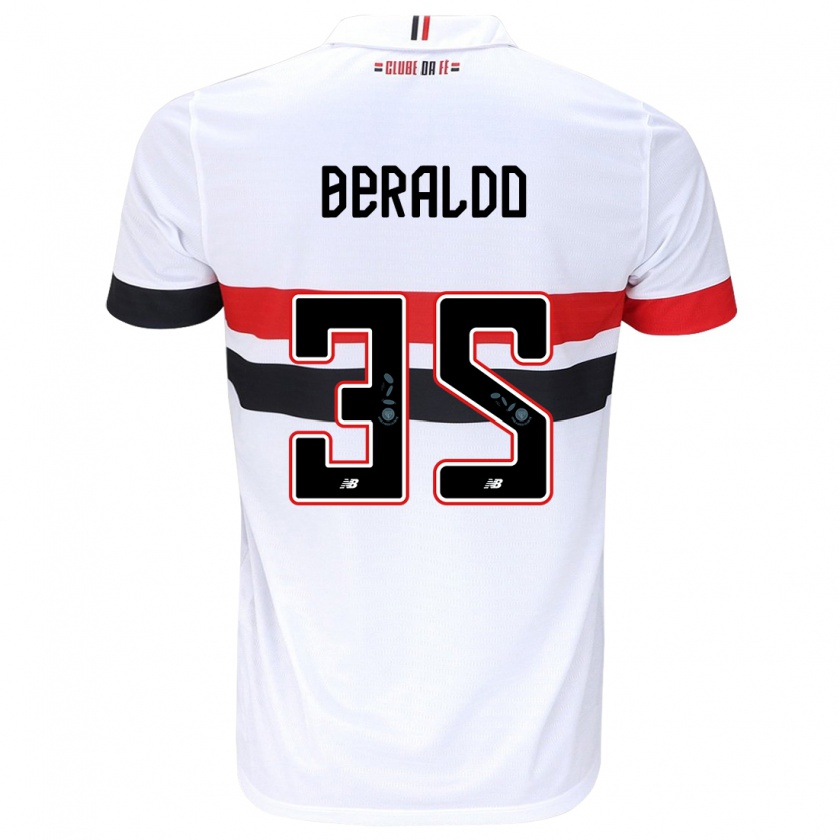 Kandiny Gyermek Lucas Beraldo #35 Fehér Piros Fekete Hazai Jersey 2024/25 Mez Póló Ing