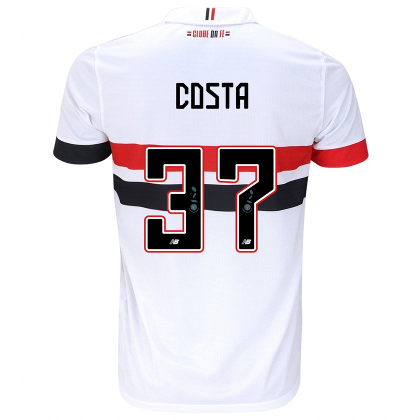 Kandiny Gyermek Talles Costa #37 Fehér Piros Fekete Hazai Jersey 2024/25 Mez Póló Ing