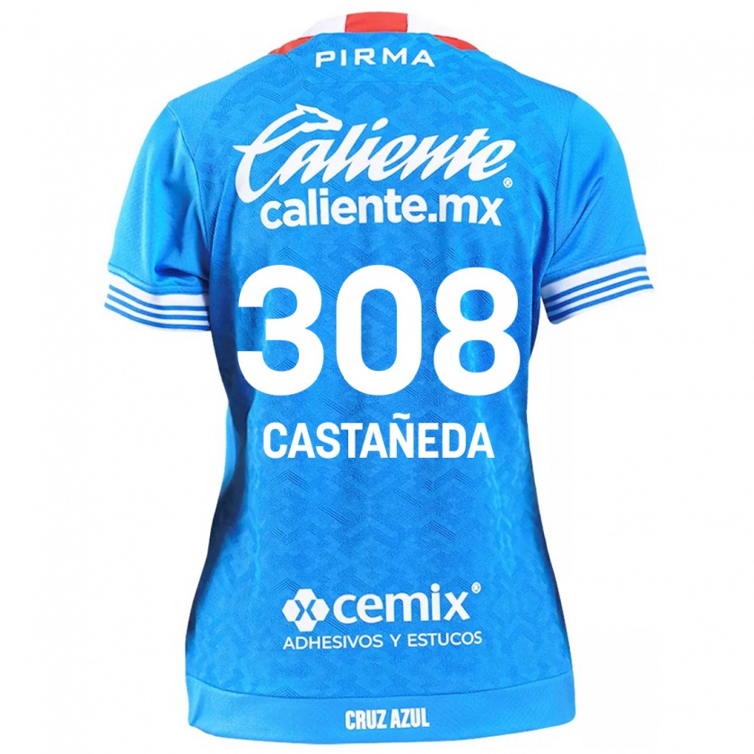 Kandiny Gyermek Emiliano Castañeda #308 Égszínkék Hazai Jersey 2024/25 Mez Póló Ing