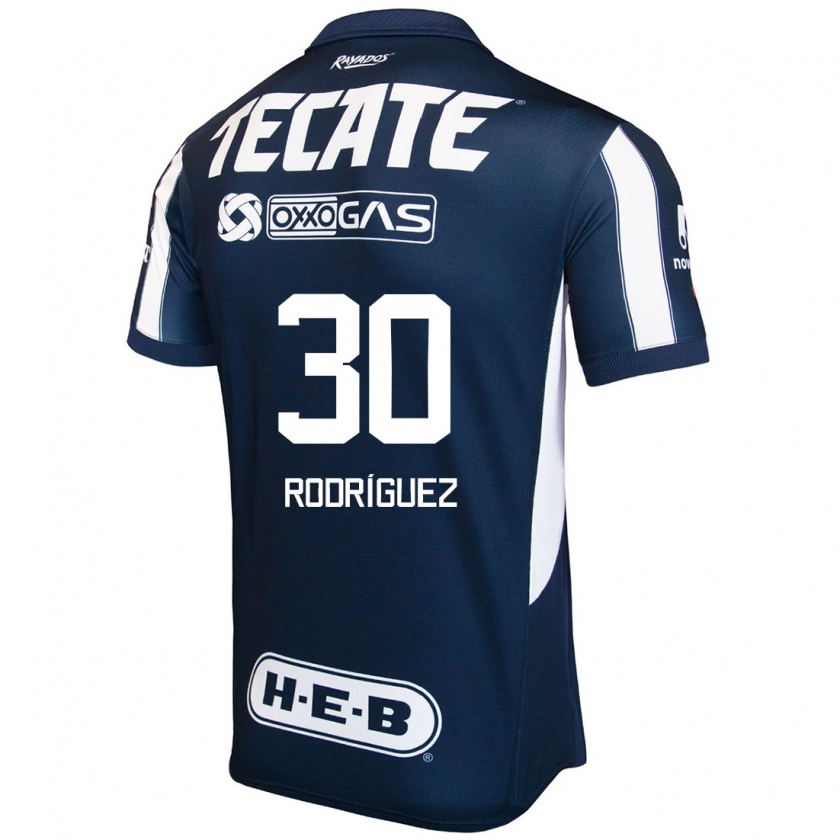 Kandiny Gyermek Jorge Rodríguez #30 Kék Piros Fehér Hazai Jersey 2024/25 Mez Póló Ing