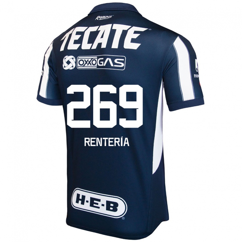 Kandiny Gyermek Rodrigo Rentería #269 Kék Piros Fehér Hazai Jersey 2024/25 Mez Póló Ing