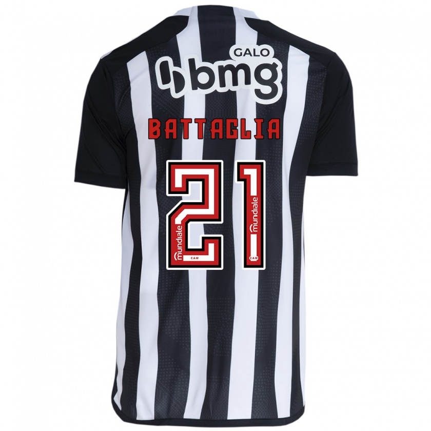 Kandiny Gyermek Rodrigo Battaglia #21 Fehér Fekete Hazai Jersey 2024/25 Mez Póló Ing