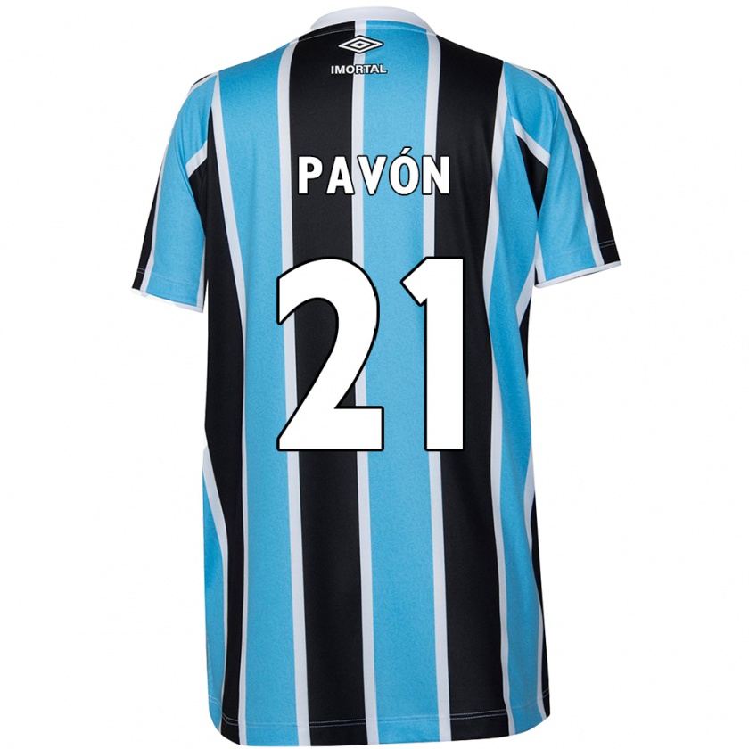 Kandiny Gyermek Cristian Pavón #21 Kék Fekete Fehér Hazai Jersey 2024/25 Mez Póló Ing