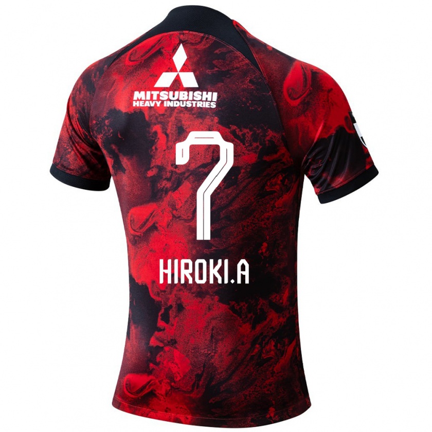 Kandiny Gyermek Hiroki Abe #7 Piros Fekete Hazai Jersey 2024/25 Mez Póló Ing