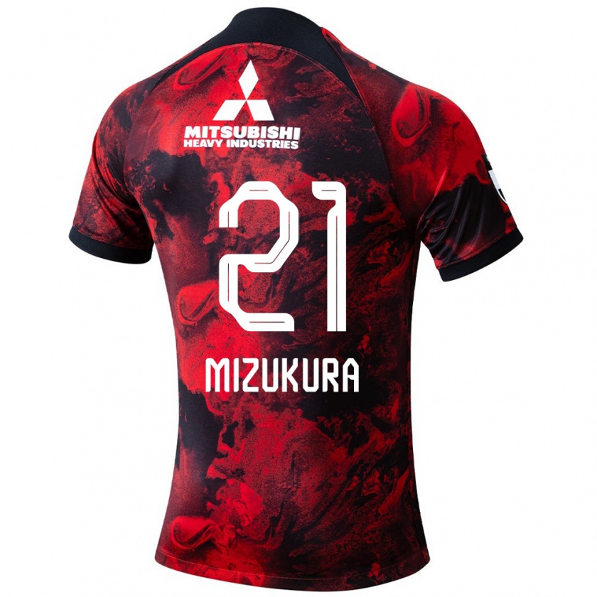 Kandiny Gyermek Kei Mizukura #21 Piros Fekete Hazai Jersey 2024/25 Mez Póló Ing