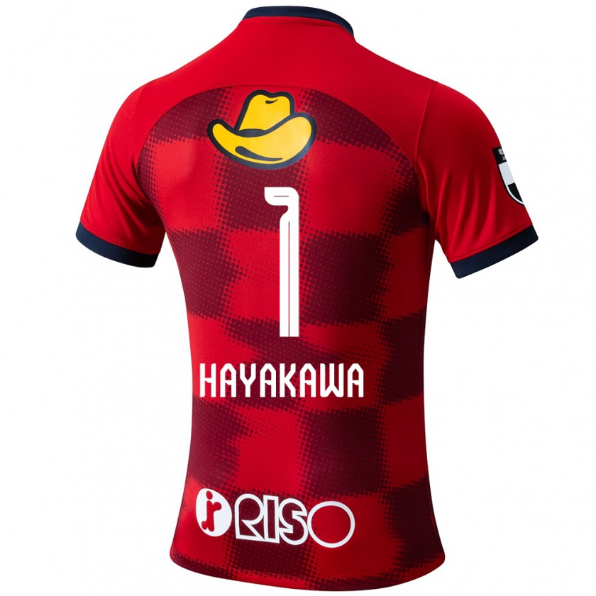 Kandiny Gyermek Tomoki Hayakawa #1 Piros Kék Fehér Hazai Jersey 2024/25 Mez Póló Ing