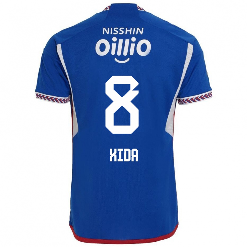 Kandiny Gyermek Takuya Kida #8 Kék Fehér Piros Hazai Jersey 2024/25 Mez Póló Ing