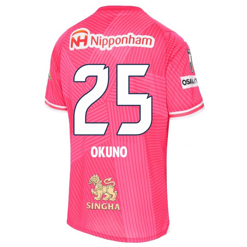 Kandiny Gyermek Hiroaki Okuno #25 Rózsaszín Fehér Hazai Jersey 2024/25 Mez Póló Ing