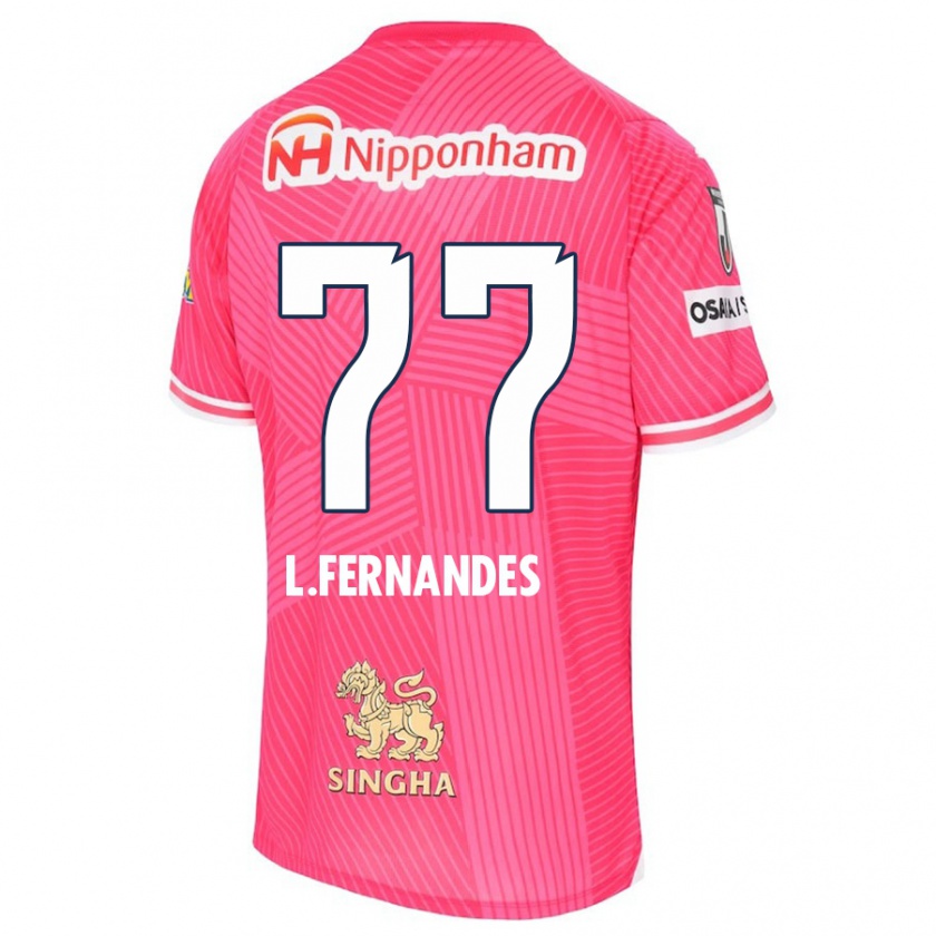 Kandiny Gyermek Lucas Fernandes #77 Rózsaszín Fehér Hazai Jersey 2024/25 Mez Póló Ing