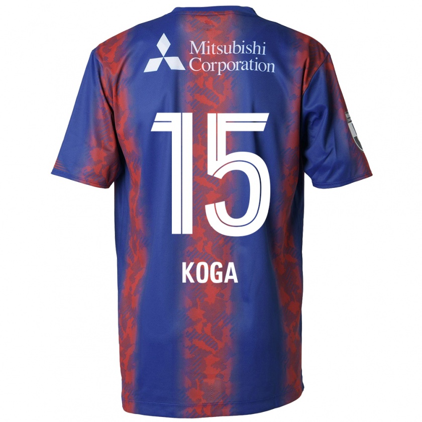 Kandiny Gyermek Shun Koga #15 Kék Piros Hazai Jersey 2024/25 Mez Póló Ing