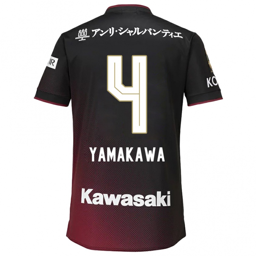 Kandiny Gyermek Tetsushi Yamakawa #4 Fekete Piros Hazai Jersey 2024/25 Mez Póló Ing