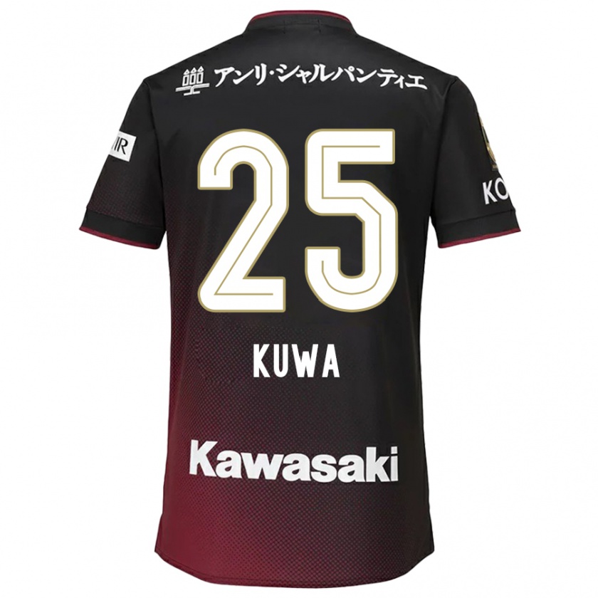 Kandiny Gyermek Yuya Kuwasaki #25 Fekete Piros Hazai Jersey 2024/25 Mez Póló Ing