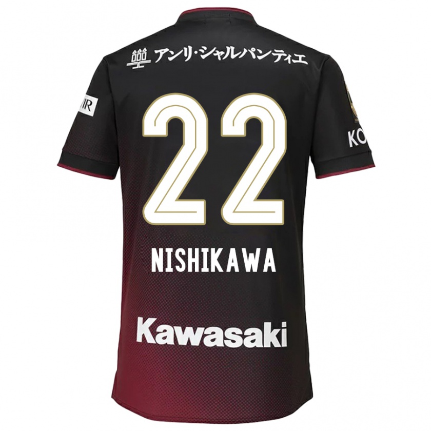 Kandiny Gyermek Aiku Nishikawa #22 Fekete Piros Hazai Jersey 2024/25 Mez Póló Ing