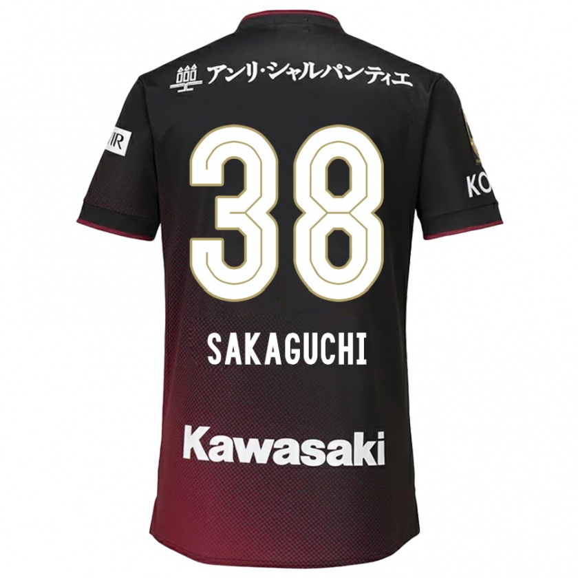 Kandiny Gyermek Yuki Sakaguchi #38 Fekete Piros Hazai Jersey 2024/25 Mez Póló Ing