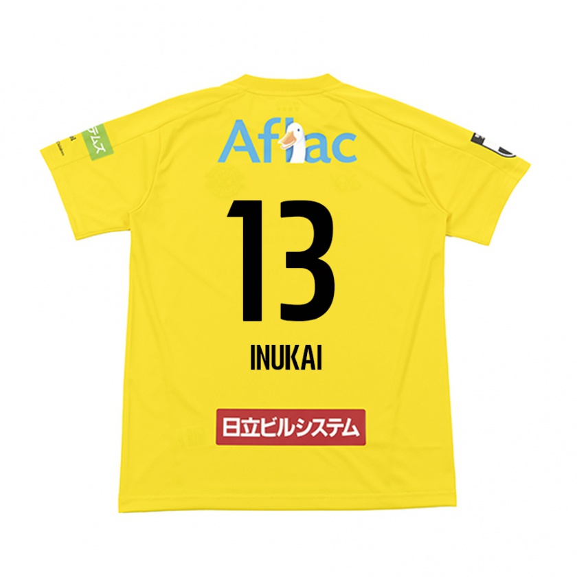 Kandiny Gyermek Tomoya Inukai #13 Sárga Fekete Hazai Jersey 2024/25 Mez Póló Ing