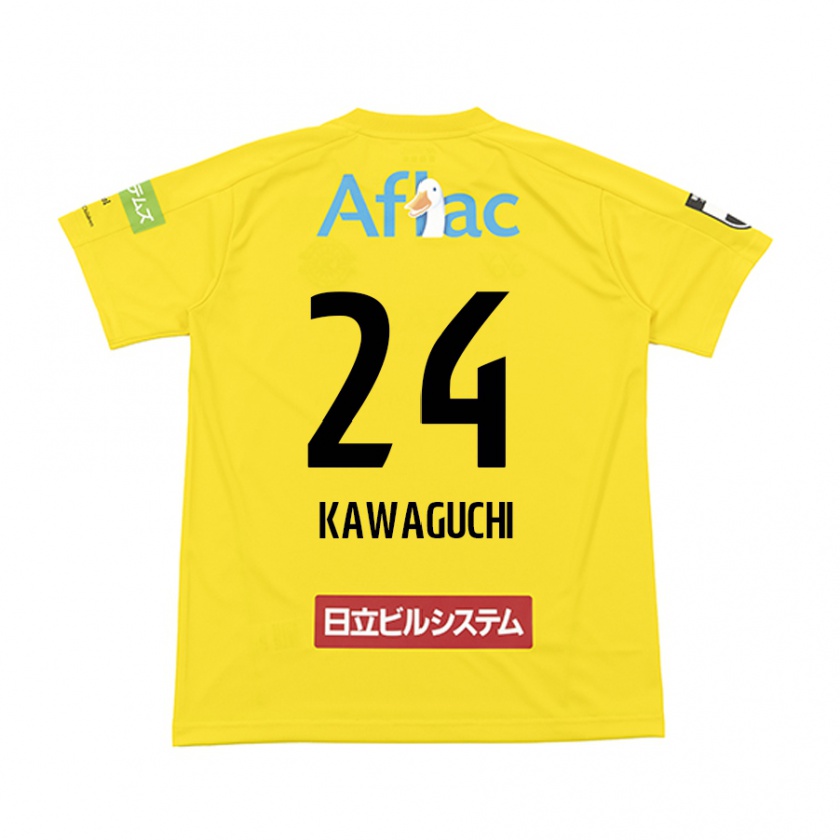 Kandiny Gyermek Naoki Kawaguchi #24 Sárga Fekete Hazai Jersey 2024/25 Mez Póló Ing