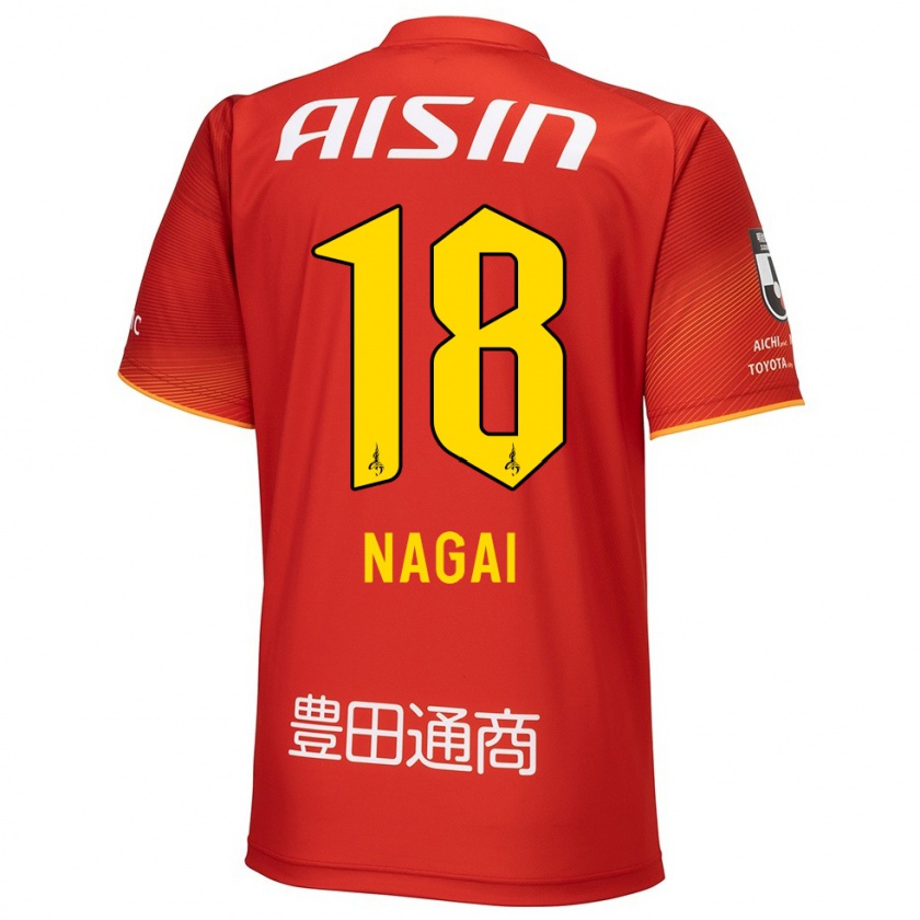 Kandiny Gyermek Kensuke Nagai #18 Piros Fehér Sárga Hazai Jersey 2024/25 Mez Póló Ing