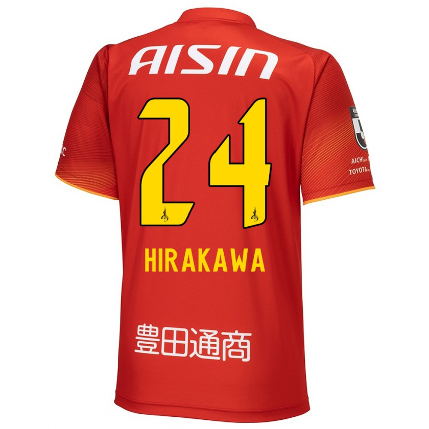 Kandiny Gyermek Haruto Hirakawa #24 Piros Fehér Sárga Hazai Jersey 2024/25 Mez Póló Ing