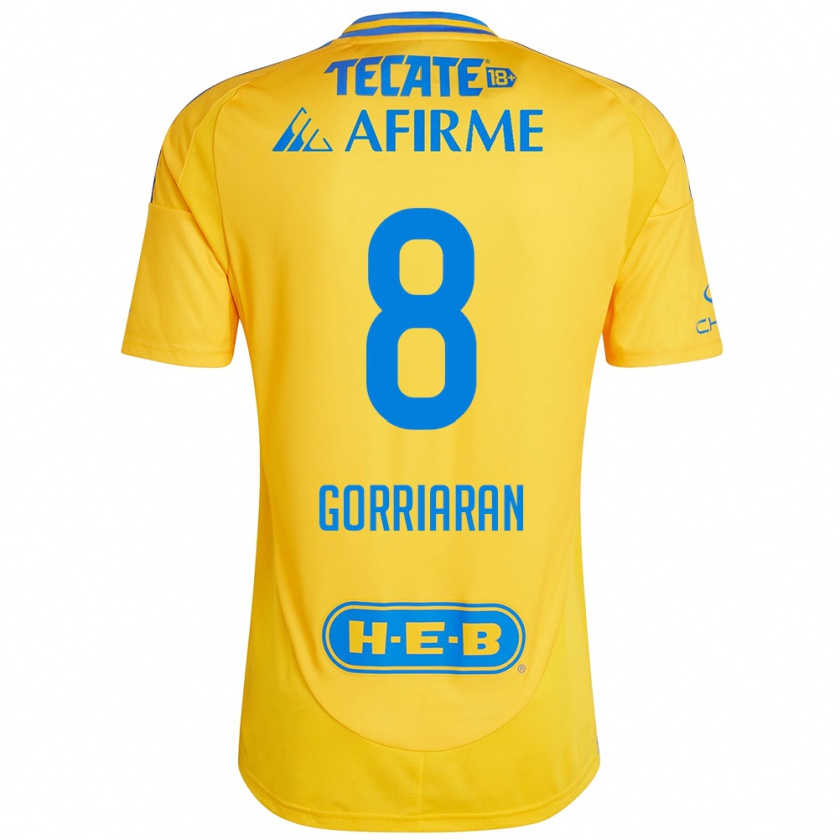 Kandiny Gyermek Fernando Gorriarán #8 Arany Sárga Hazai Jersey 2024/25 Mez Póló Ing