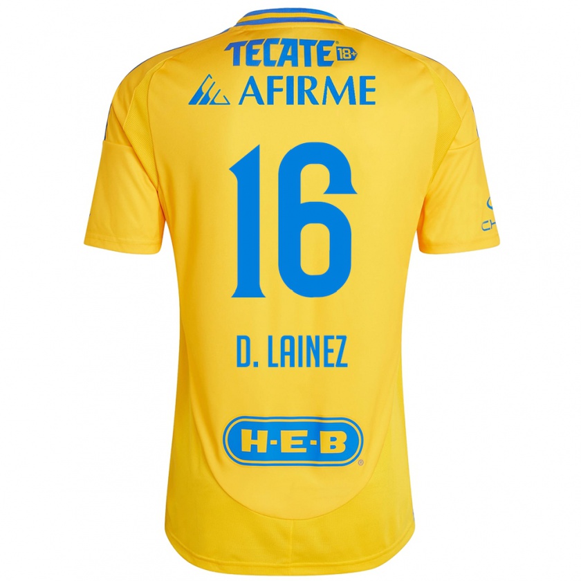 Kandiny Gyermek Diego Lainez #16 Arany Sárga Hazai Jersey 2024/25 Mez Póló Ing