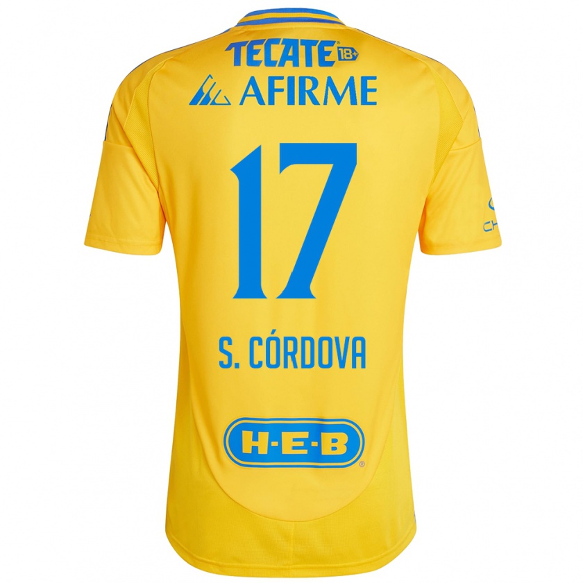 Kandiny Gyermek Sebastián Córdova #17 Arany Sárga Hazai Jersey 2024/25 Mez Póló Ing