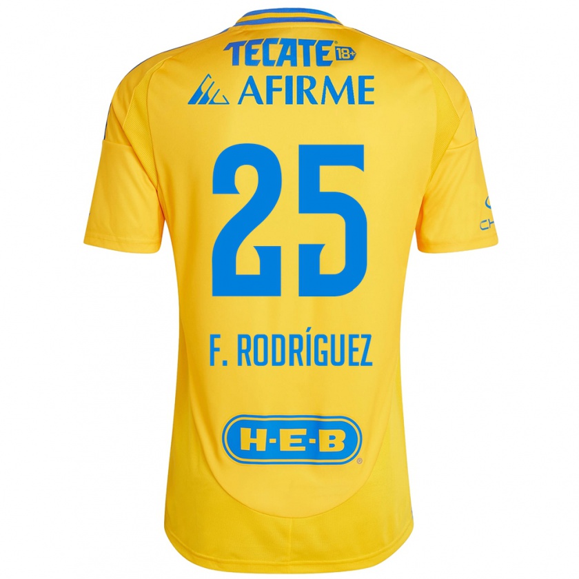 Kandiny Gyermek Felipe Rodríguez #25 Arany Sárga Hazai Jersey 2024/25 Mez Póló Ing