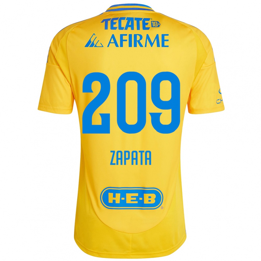 Kandiny Gyermek Jorge Zapata #209 Arany Sárga Hazai Jersey 2024/25 Mez Póló Ing