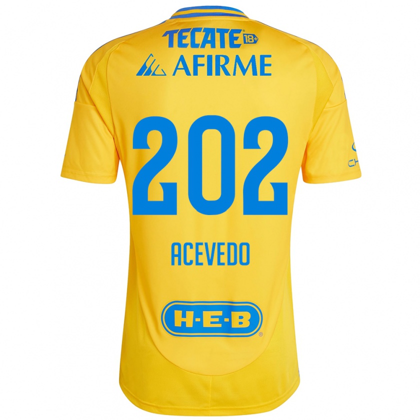 Kandiny Gyermek José Acevedo #202 Arany Sárga Hazai Jersey 2024/25 Mez Póló Ing