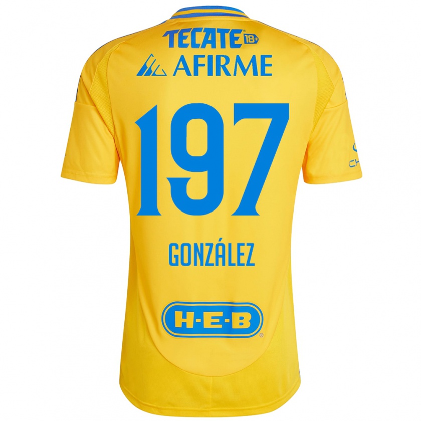 Kandiny Gyermek Germán González #197 Arany Sárga Hazai Jersey 2024/25 Mez Póló Ing