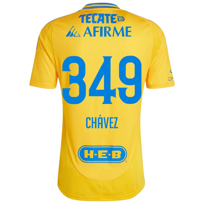 Kandiny Gyermek Jorge Chávez #349 Arany Sárga Hazai Jersey 2024/25 Mez Póló Ing