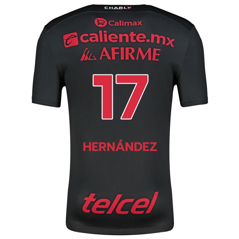 Kandiny Gyermek Rubén Hernández #17 Fekete Piros Hazai Jersey 2024/25 Mez Póló Ing