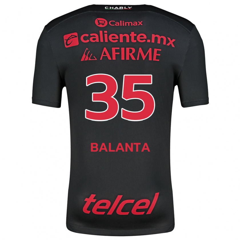 Kandiny Gyermek Kevin Balanta #35 Fekete Piros Hazai Jersey 2024/25 Mez Póló Ing