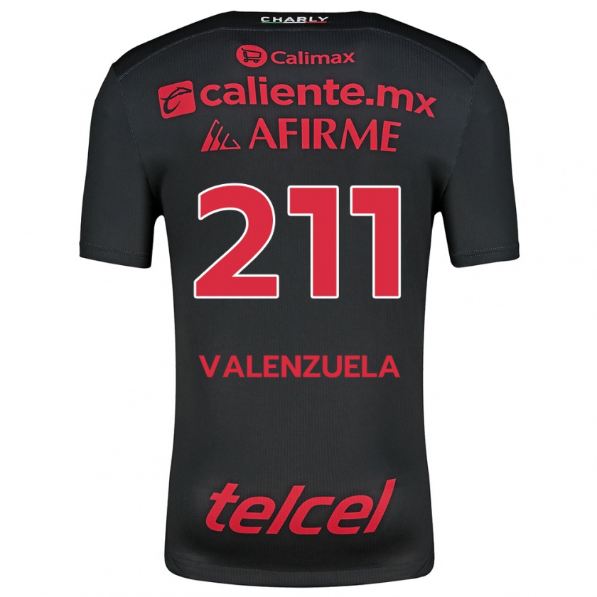 Kandiny Gyermek Aldieri Valenzuela #211 Fekete Piros Hazai Jersey 2024/25 Mez Póló Ing