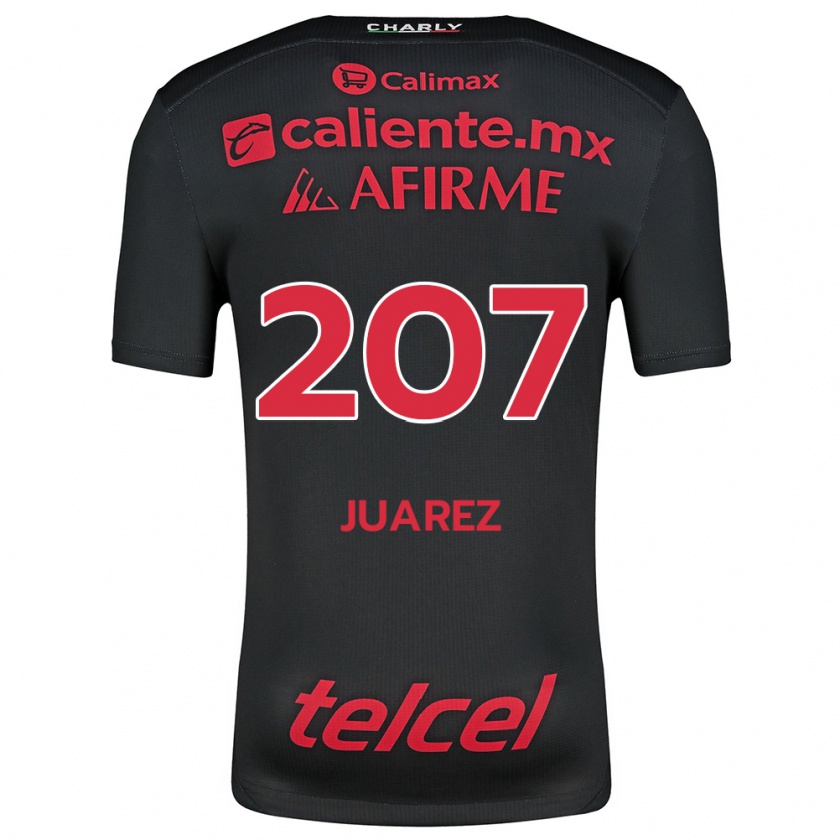 Kandiny Gyermek José Juárez #207 Fekete Piros Hazai Jersey 2024/25 Mez Póló Ing