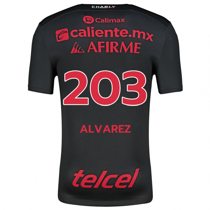 Kandiny Gyermek Jaime Álvarez #203 Fekete Piros Hazai Jersey 2024/25 Mez Póló Ing