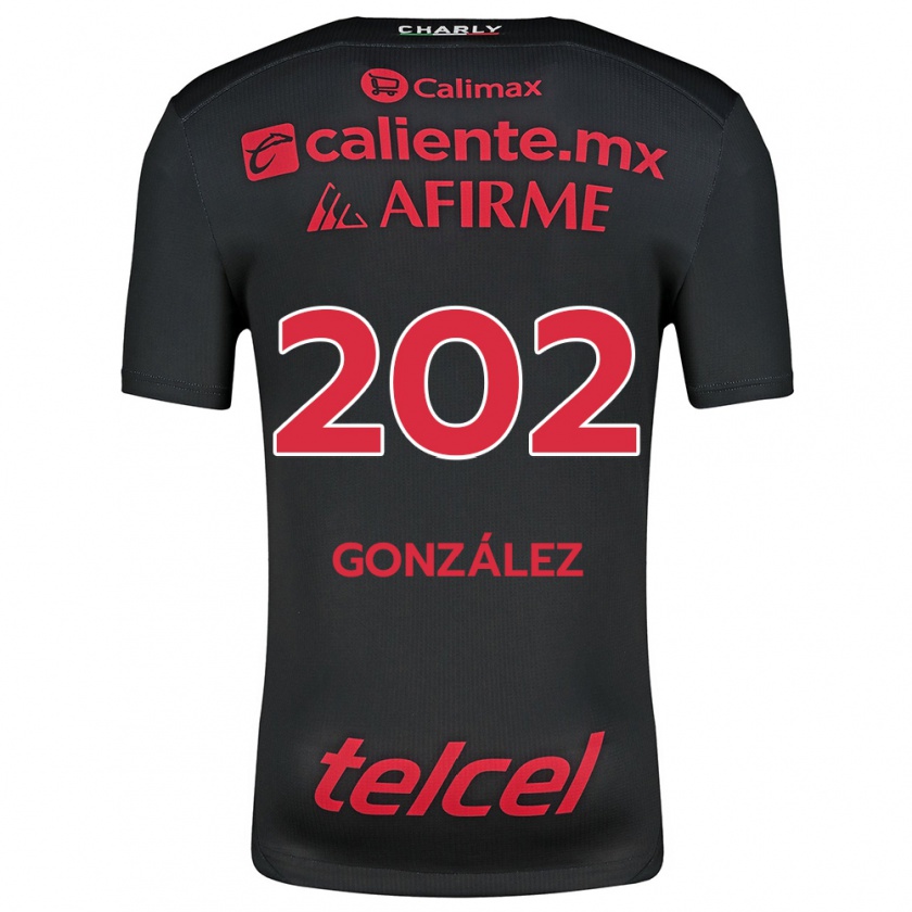 Kandiny Gyermek Joban González #202 Fekete Piros Hazai Jersey 2024/25 Mez Póló Ing