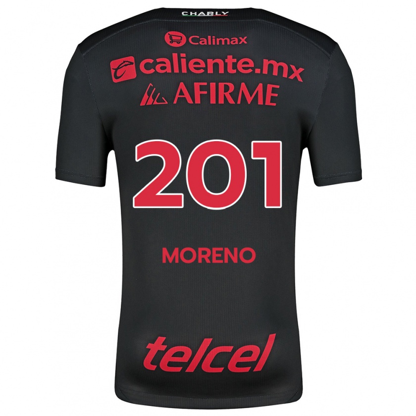 Kandiny Gyermek Jesús Moreno #201 Fekete Piros Hazai Jersey 2024/25 Mez Póló Ing