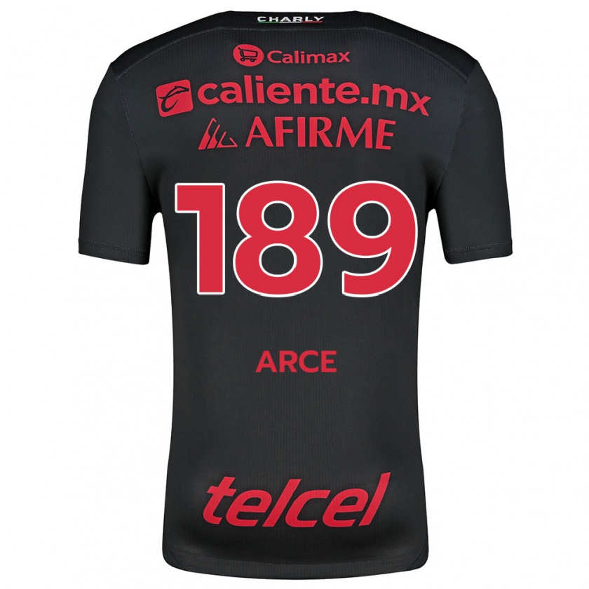 Kandiny Gyermek Diego Arce #189 Fekete Piros Hazai Jersey 2024/25 Mez Póló Ing