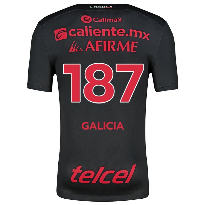 Kandiny Gyermek Carlos Galicia #187 Fekete Piros Hazai Jersey 2024/25 Mez Póló Ing