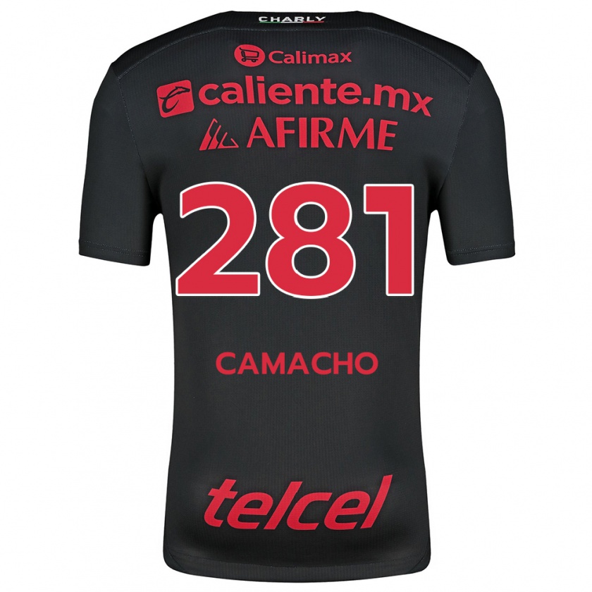 Kandiny Gyermek Javier Camacho #281 Fekete Piros Hazai Jersey 2024/25 Mez Póló Ing