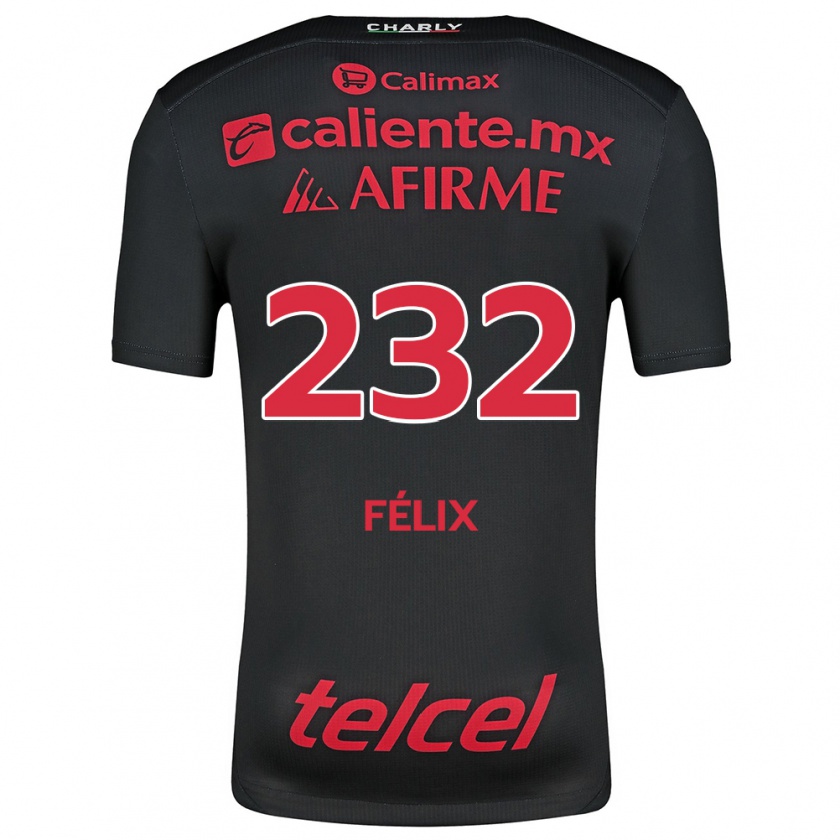 Kandiny Gyermek Erick Félix #232 Fekete Piros Hazai Jersey 2024/25 Mez Póló Ing