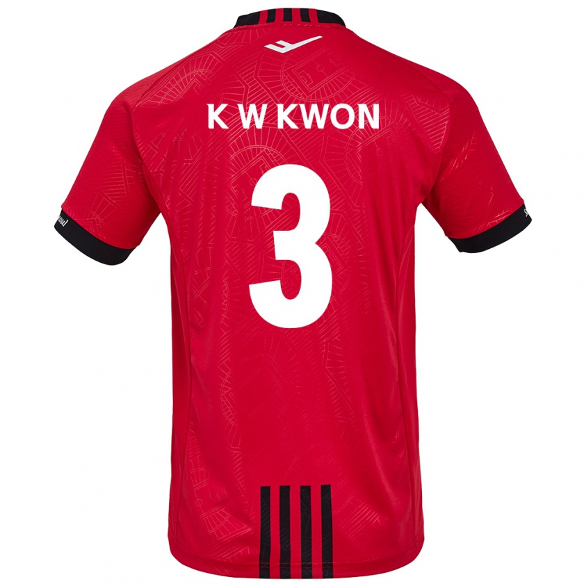 Kandiny Gyermek Wan-Kyu Kwon #3 Piros Fekete Hazai Jersey 2024/25 Mez Póló Ing