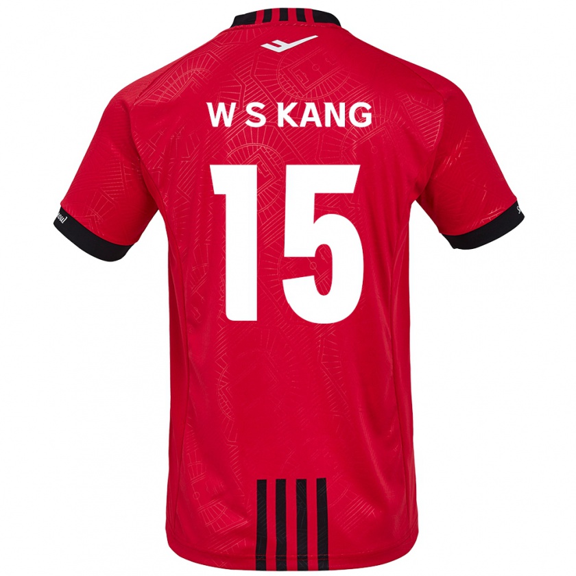 Kandiny Gyermek Sang-Woo Kang #15 Piros Fekete Hazai Jersey 2024/25 Mez Póló Ing