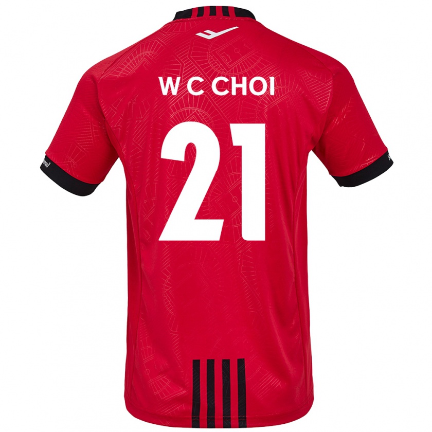 Kandiny Gyermek Cheol-Won Choi #21 Piros Fekete Hazai Jersey 2024/25 Mez Póló Ing