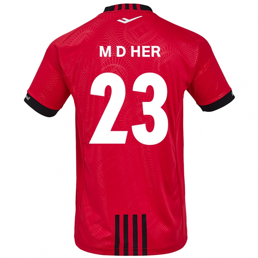 Kandiny Gyermek Dong-Min Her #23 Piros Fekete Hazai Jersey 2024/25 Mez Póló Ing