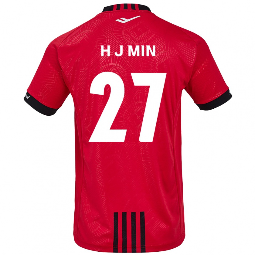 Kandiny Gyermek Ji-Hoon Min #27 Piros Fekete Hazai Jersey 2024/25 Mez Póló Ing