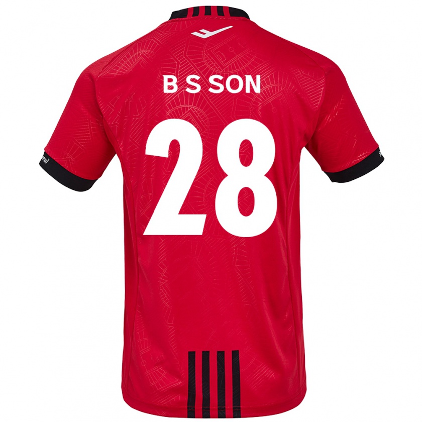 Kandiny Gyermek Seung-Beom Son #28 Piros Fekete Hazai Jersey 2024/25 Mez Póló Ing