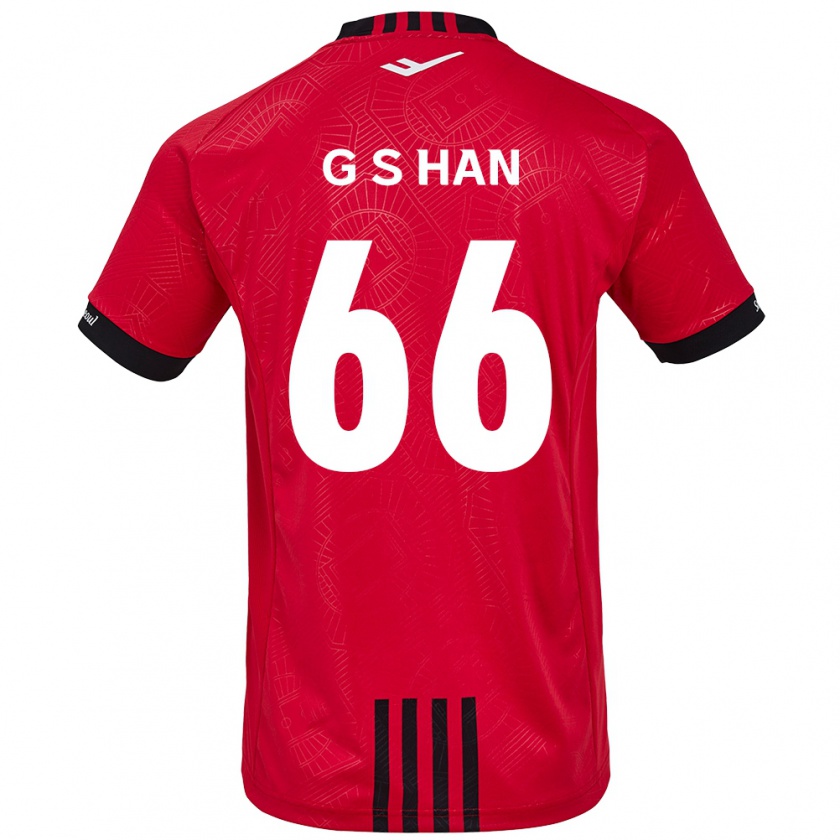 Kandiny Gyermek Seung-Gyu Han #66 Piros Fekete Hazai Jersey 2024/25 Mez Póló Ing